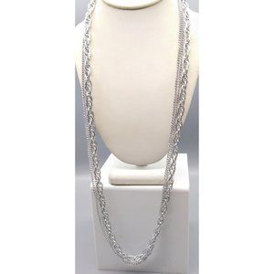 Vintage Multi Strand Eloxal Necklace, Messy Mix of Chain Links and Sizes, Long